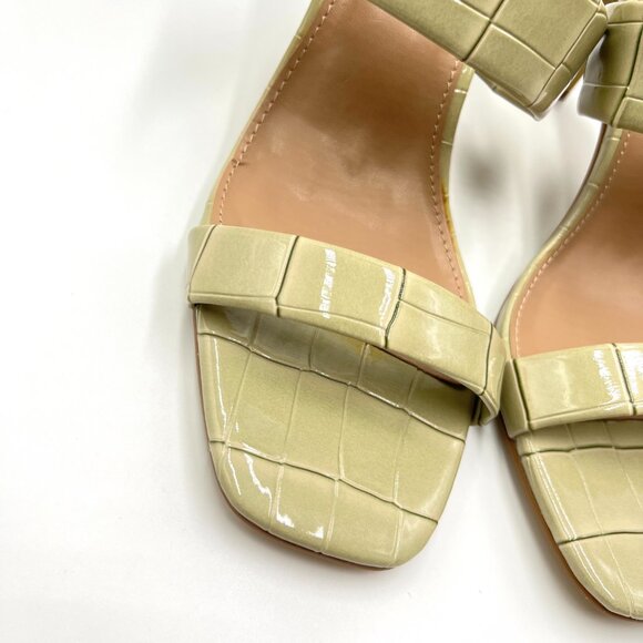 DV Dolce Vita Size 9 Selsta Sage Green Croc Heeled Mules Heels‎ Sandals Shoes - Picture 3 of 13